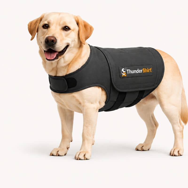 Dog wearing a calming pressure vest