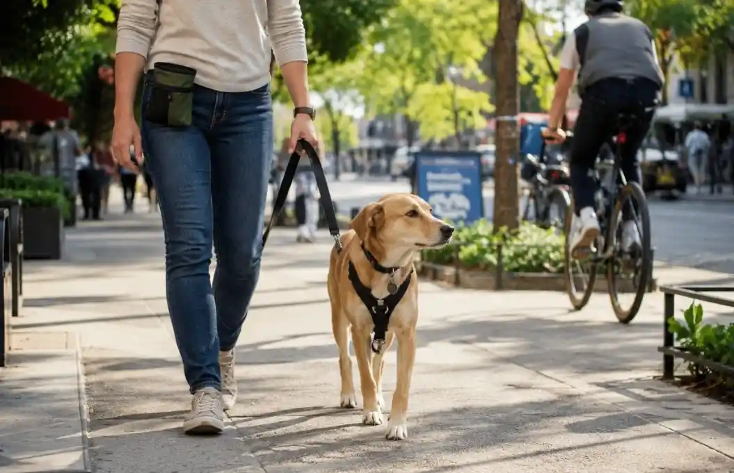 Dog owner preparing effective training tools and exercises to help a dog overcome separation anxiety through positive reinforcement.