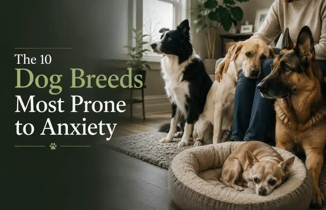 Dog breeds most prone to anxiety including Border Collie, Labrador, German Shepherd and Chihuahua