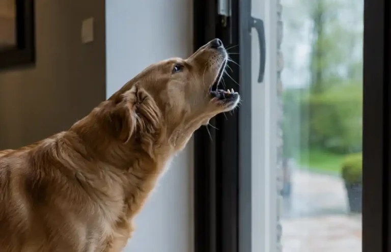 dog barking and howling when left alone near glass door