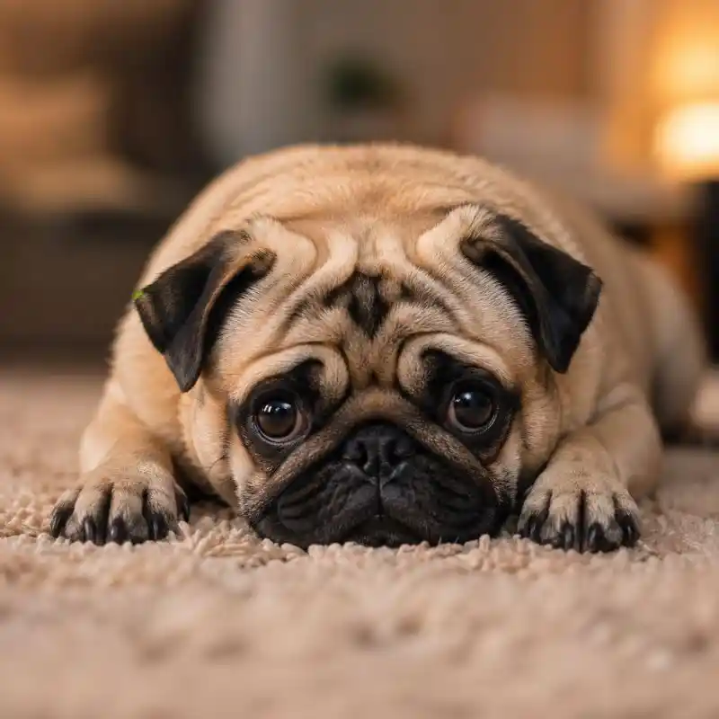 Sad pug showing signs of separation anxiety