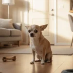 Chihuahua separation anxiety dog trembling alone in living room