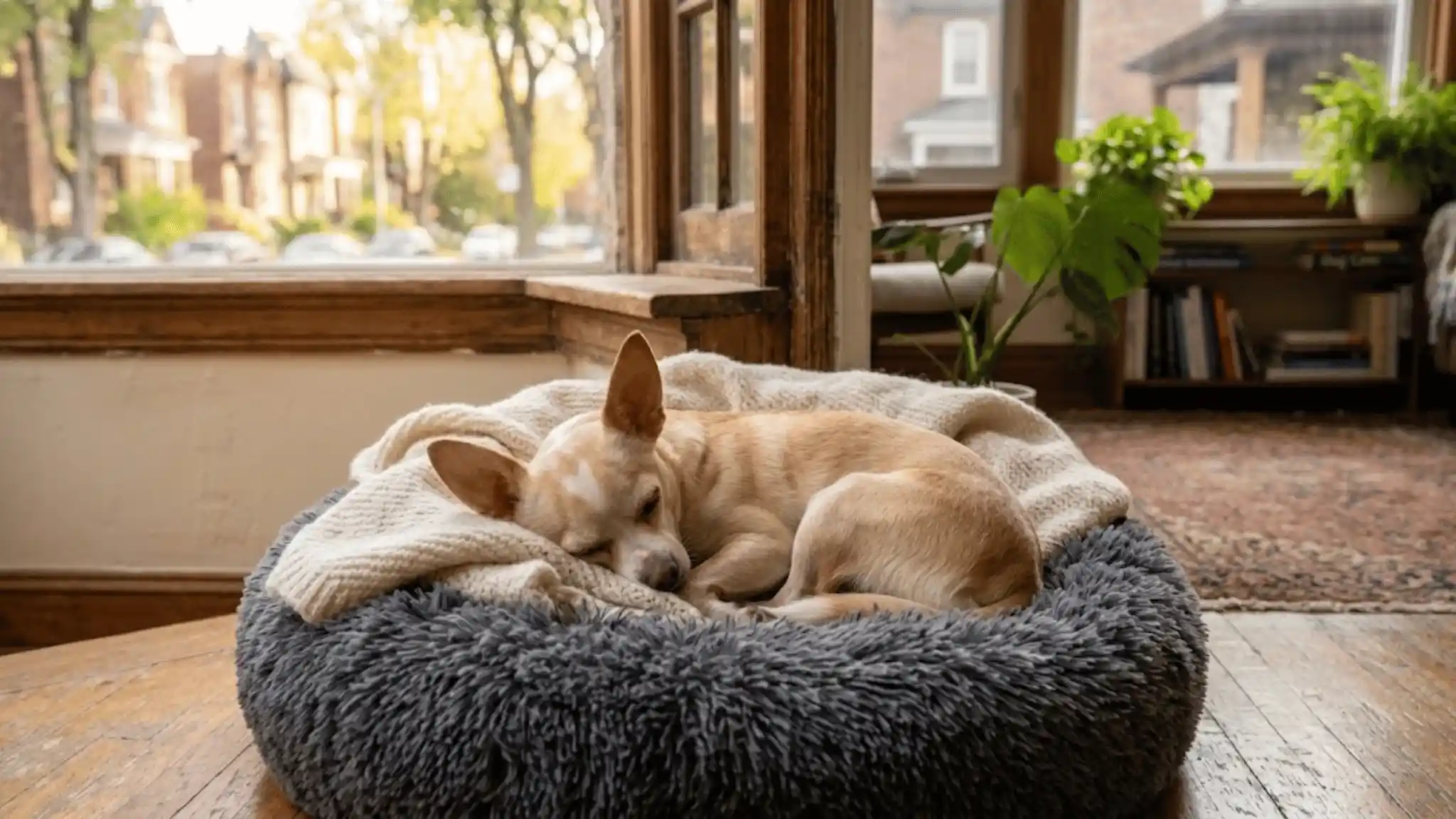 relaxed Chihuahua calm after separation anxiety treatment